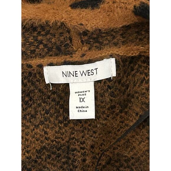 NWT Nine West Women's size 1X Clean Collar Coatigan Leopard Sweater - Picture 5 of 5
